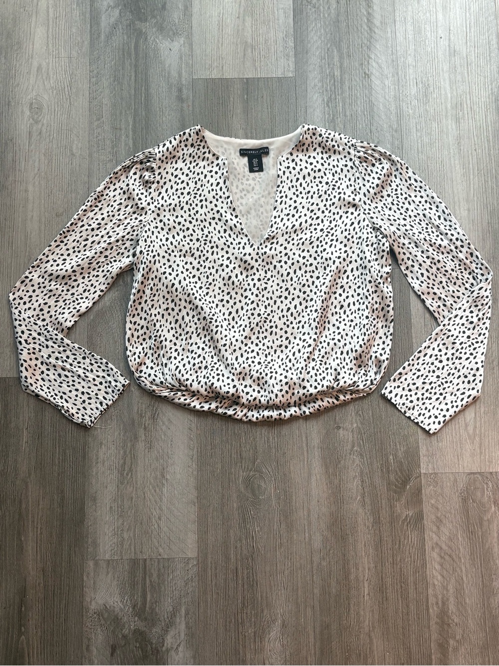 Sincerely Jules Animal Print Wrap Blouse Puff Sleeve Size S